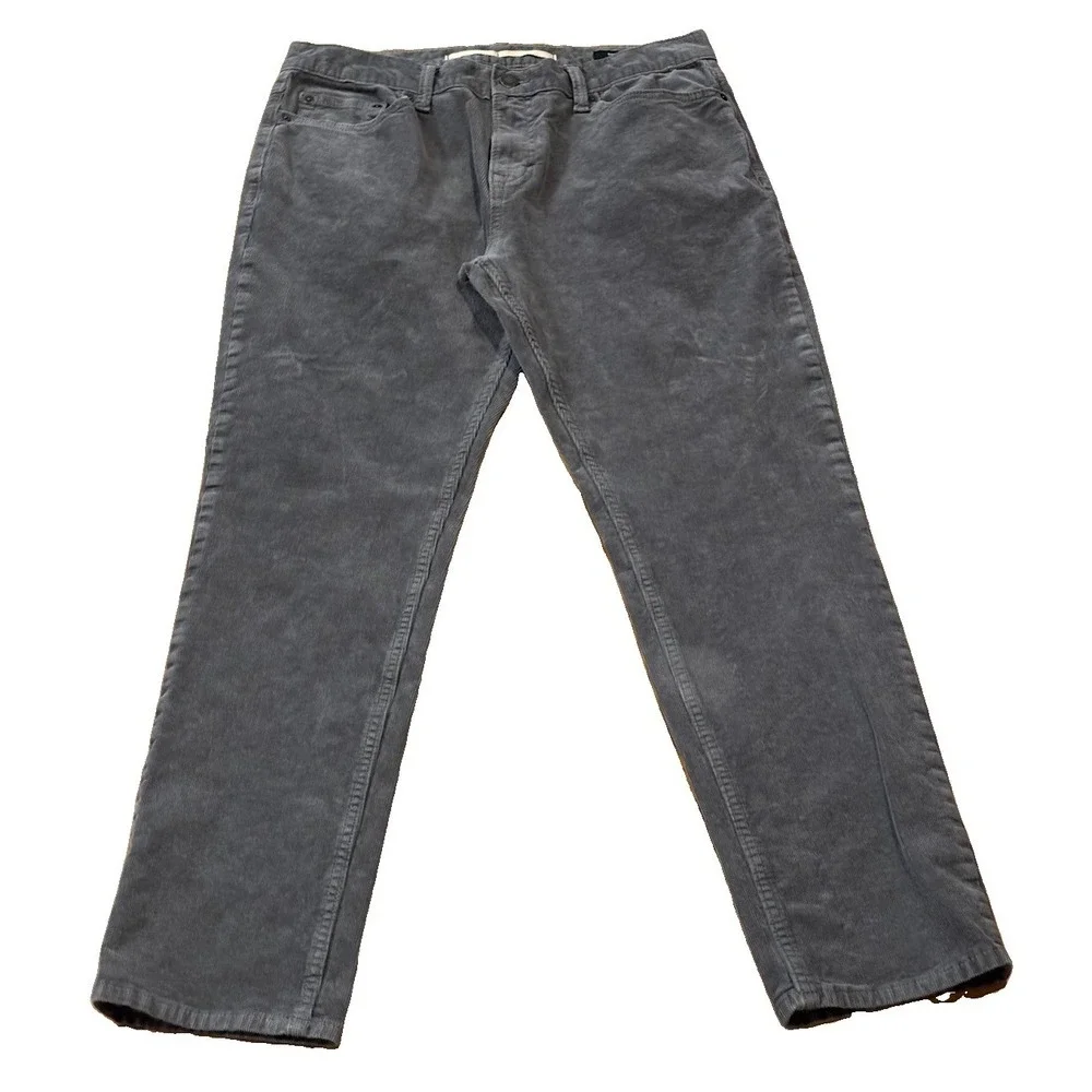 Banana Republic Mens 32x28 (Actual) Gray Traveler Corduroy Slim Fit Preppy Ivy